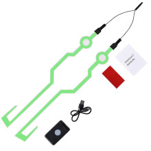 (As show, Purple) Helmet LED Cold Light Mod Kit Bike Helmet Lamp Bar Luminous Signal Sticker