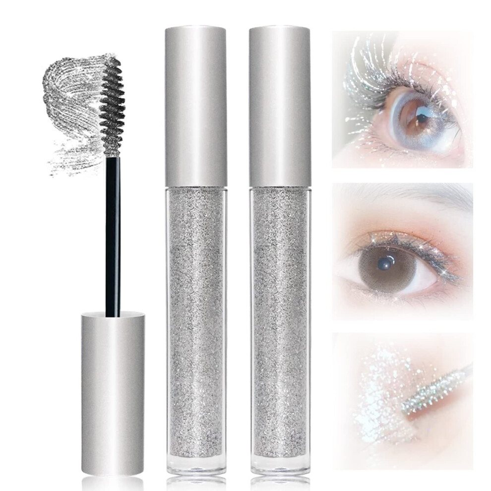 Waterproof Glitter Mascara 4D Sparkling Diamond Lash Long Lasting Thickening Lengthening 2PC