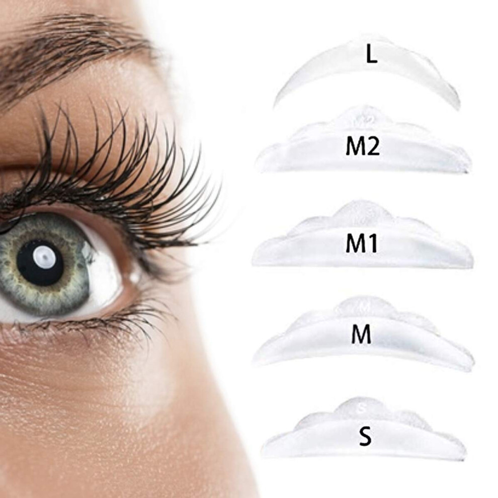 Eyelash Lift Pads and Lash Perm Rods 10Pcs Reusable Silicone Shields 5 Sizes for Uniform Curl