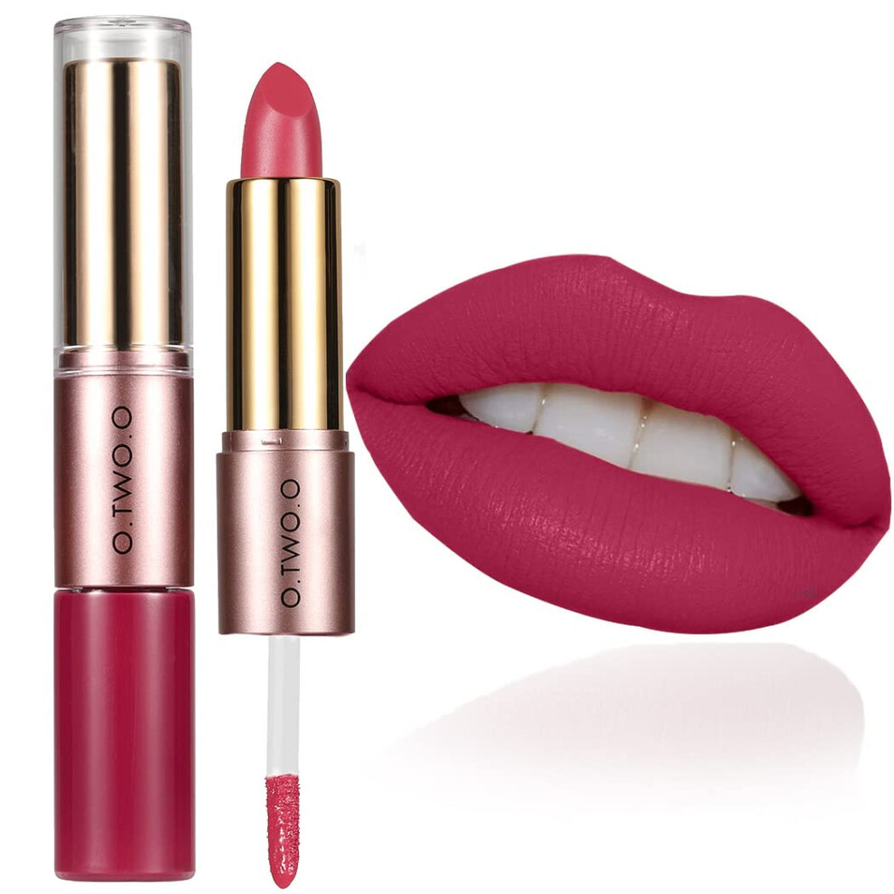 Matte Liquid Lipstick Waterproof Long Lasting  Pigment Dual Ended with Lip Liner IPink