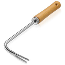 Garden Weed Puller with Ergonomic Wooden Handle, Manual Hand Weeding Tool for Easy Root Removal