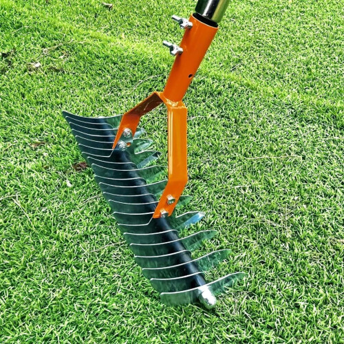 Adjustable Lawn Dethatching Rake 170cm Stainless Steel Thatch Remover with Ergonomic Grip 1