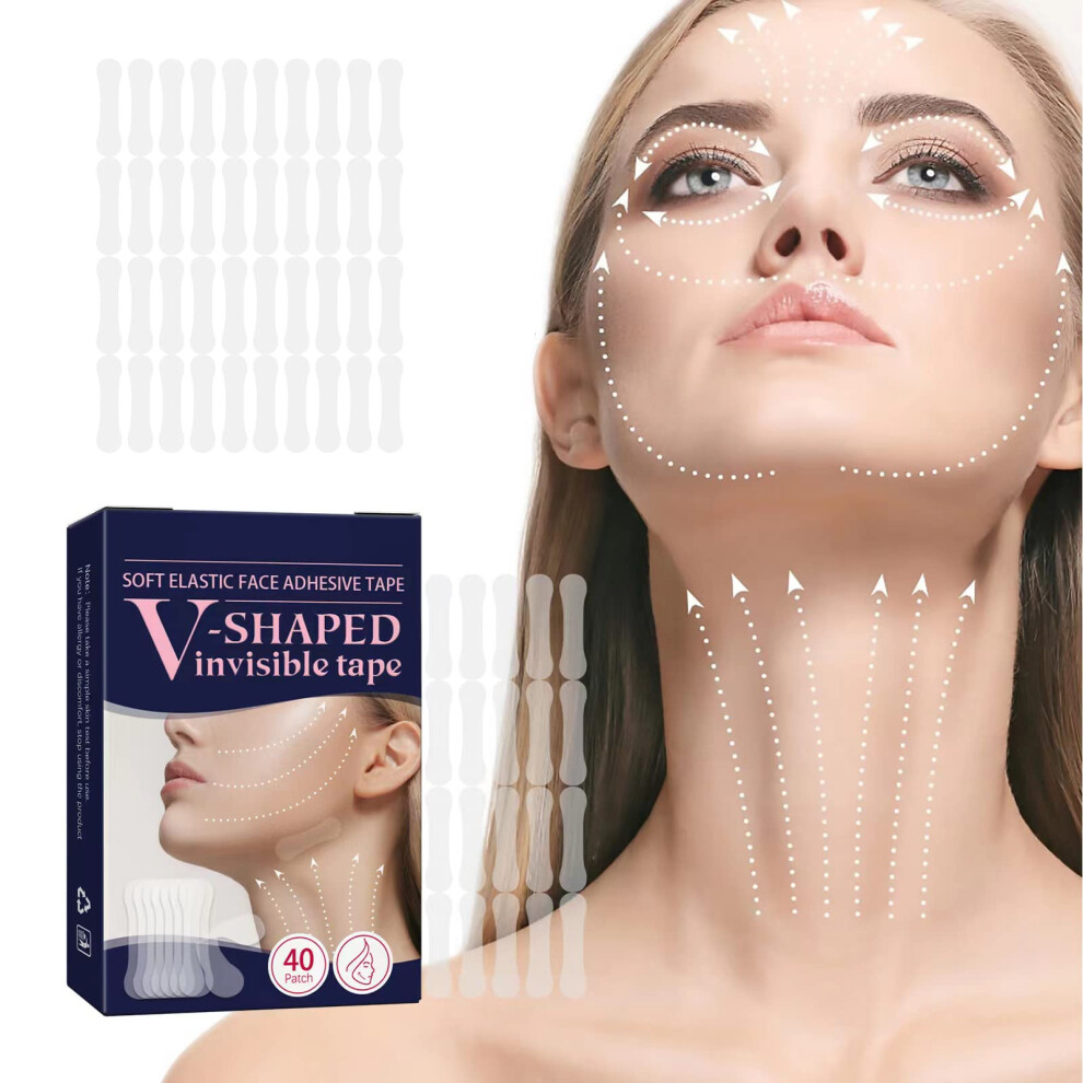 Face Lift Tape 40PCS Invisible V Line Lifting Patch for Double Chin and Wrinkle Smoothing