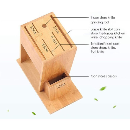 Bamboo Knife Block Organizer with Ventilated Drying Surface and NonSlip Base for Kitchen Storage 1