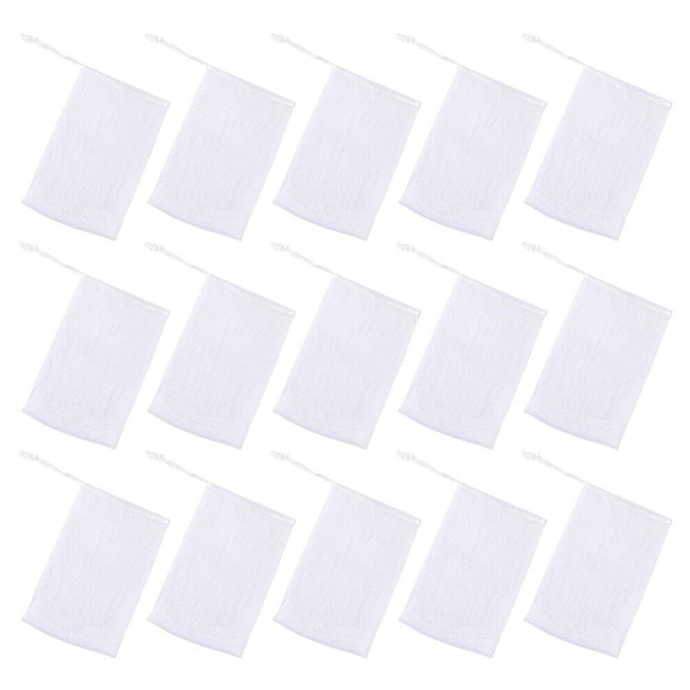 50pcs Double Layer Soap Saver Bag Exfoliating Pouch with Drawstring for Shower and Bath