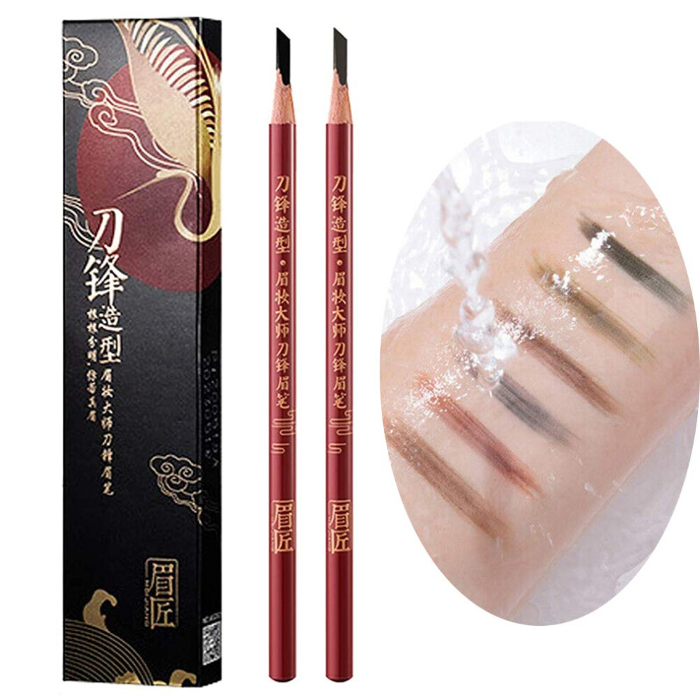 2Pcs LongLasting Waterproof Eyebrow Pencil and Marker Pen Black â Natural Hairlike Definition