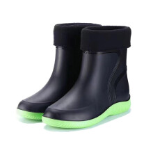 Men's Winter Waterproof Snow Boots with NonSlip Soles and Removable Warm Lining for Outdoor Work, Short Tube Black/Green 9.5