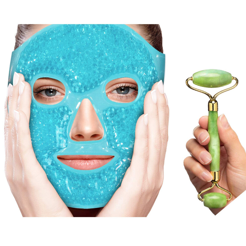 Gel Eye Mask and Cooling Face Mask Set for Puffiness Relief, Wrinkles, Migraines