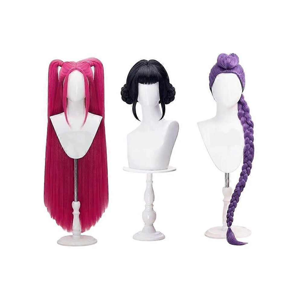 Unisex Purple Kpop Demon Hunters Rumi Mira Zoey Cosplay Wig Halloween Party Roleplay Wig Heat Resistant Synthetic Wig For Daily