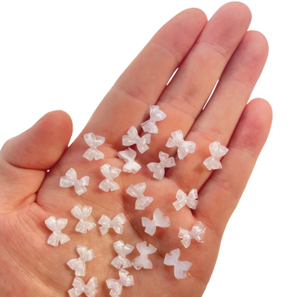 100PCS 3D Crystal Bow Nail Art Decorations Flatback Bowknot Charms Rhinestones for DIY Nails