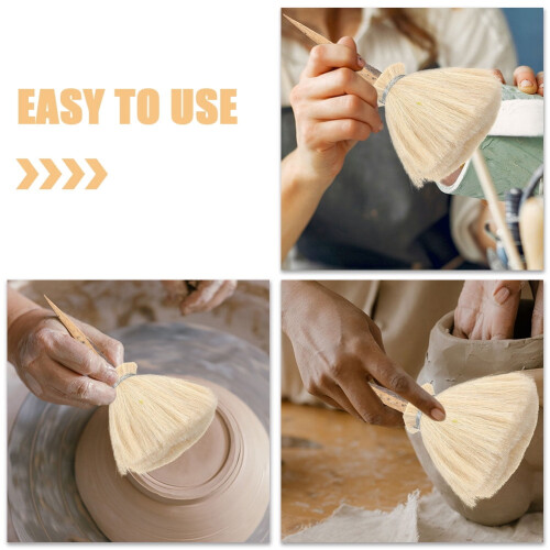 2 Pcs Durable Ceramic Brush Set Tool Work Multi-function Painting Ergonomic Pottery Wooden Fiber 2