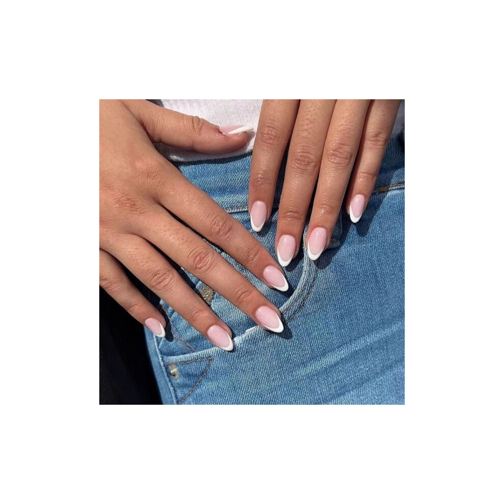 24 pcs False Nails Short Almond French