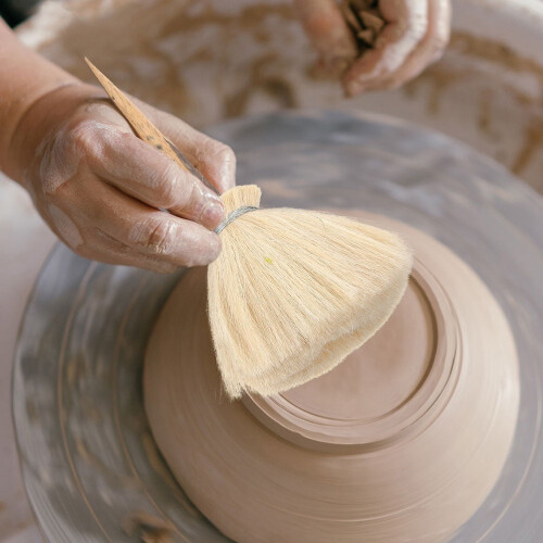 2 Pcs Durable Ceramic Brush Set Tool Work Multi-function Painting Ergonomic Pottery Wooden Fiber 1
