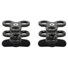 2X Clamp 3 Holes Diving Lights Arm Butterfly Clip Mount Bracket for Action Camera Flashlight Tripod,Black