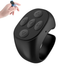 Rechargeable Fingertip Wireless Bluetooth Remote, compatible with phone tablets, for selfies, video control, page turning & scrolling.