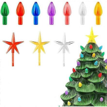 150 Stück Keramik-Weihnachtsbaum-Lichtstifte, Ersatzglühbirnen, Weihnachtsstern-Topper-Plastiklichter-Set für Weihnachtsbaumdekorationen