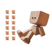 1/2 Sets schüttelnde Holzmannfigur mit 12 magnetischen Ausdrücken Handgemachte Schüttelnde Füße Holz