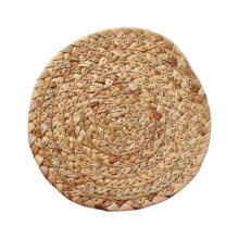 Large Round Woven Placemats, Water Hyacinth Straw Braided Tablemats Natural Handmade Heat Resistant Non-Slip Potholder for Dining Table