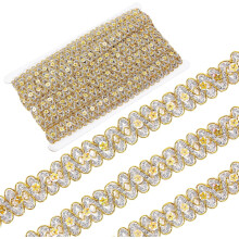 14.2Yds Gold Lace Fabric 3/4" Waved Paillette Trim, Sequin Ribbon for Sewing, Christmas Dress, Crafts, Sparkle Flower Trimming, Metallic Glitter
