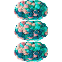 3 Rolls Pomp-A-Doodle Yarn,100% Polyester Jelly Bean POM-POM Ball Yarn for Crochet Knitting Handcraft Mat Pet Nest 450g