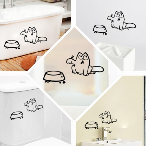 Cat and bowl sticker for car, multiple colors 2