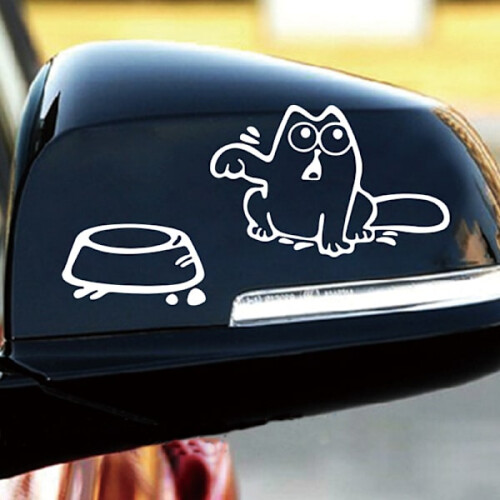 Cat and bowl sticker for car, multiple colors 1