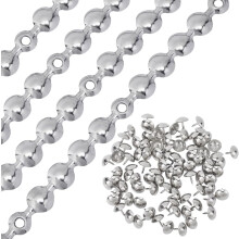 5Pcs 1M Upholstery Tack Strips 10.5mm Metal Round Head Nailhead Trims with 90Pcs Nails for Sofa Chair Furniture Silver