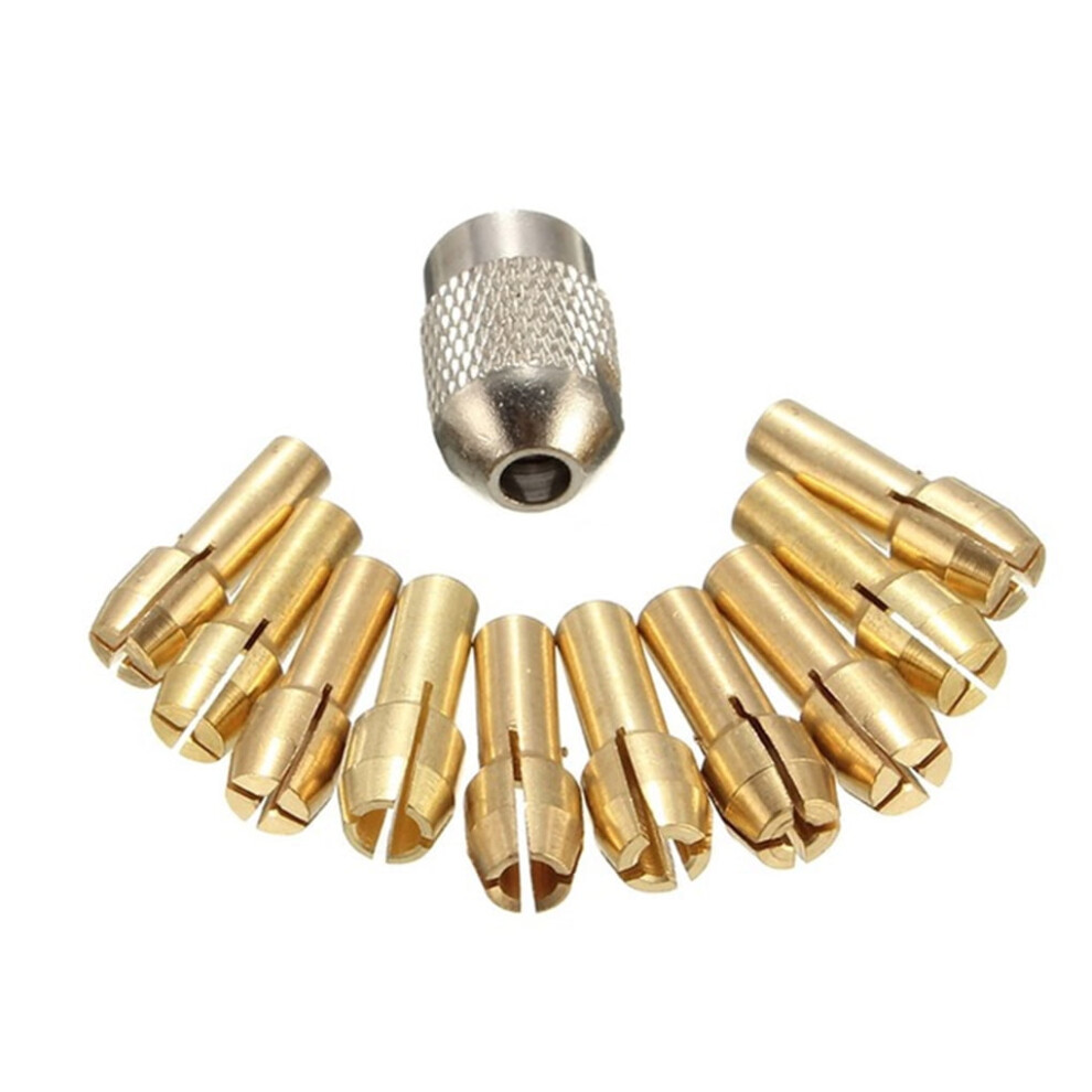 11Pcs/Set Brass Drill Chucks Collet Bits 0.5-3.2Mm 4.3Mm Shank Screw Nut Replacement For Dremel Rotary Tool 9422877749317
