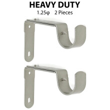 Urbanest Curtain Rod Bracket, Adjustable, Fits 1 1/4" Rod, Pewter, Set of 2