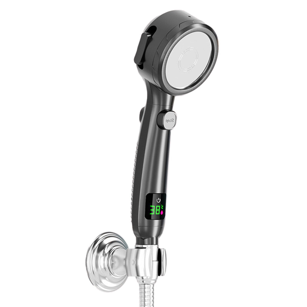 Yonrjhukm Turbo Shower Head With 4 Modes, Pressurized Water Stop & Digital Display, Compatible With Standard Shower Arms 9422877248704