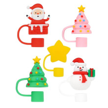 5pcs Christmas Silicone Straw Covers Compatible With 40 Oz Tumbler, 10mm Straw Cap (1cm/0.39inch) for Cup Accessories, Home Essentials