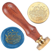 Wax Seal Stamp Set, Golden Tone, Solid Brass Head with Retro Wood Handle, Cat Shape 83x22mm, for Envelopes, Invitations, Gift Cards, Stamps: