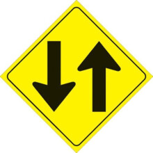 Voss 420 TW YR 12x12in. Reflective Trail Sign - Two Way Arrows (Yellow/Black)