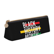 Black History Month Pencil Case with Zipper Leather Pen Pouch Storage Bag Cosmetic Organizer Bag