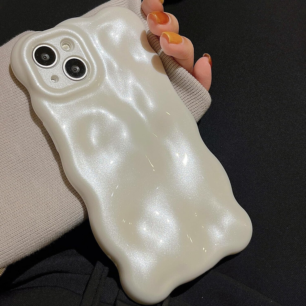 Ueebai Case For Compatible With Iphone 15 6.1 Inch, Cute Candy Water Ripple 3D Shockproof Soft Tpu Bumper, Pearl Non-Yellowing Slim Cover White 9085618727144