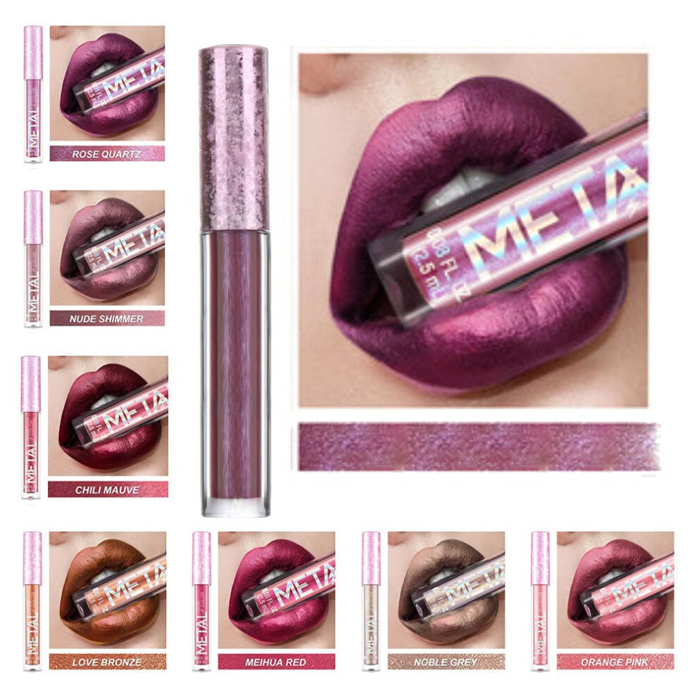 Rose Long Lasting Matte Liquid Lipstick with Glitter Matte Lip Gloss, Waterproof Velvet Finish