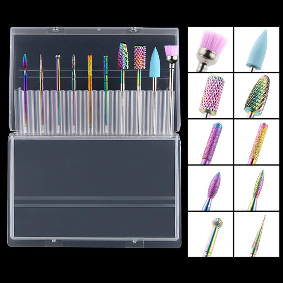 Nail Drill Bits for Acrylic Nails, Ceramic and Steel Set with Sanding Bands and Mandrel