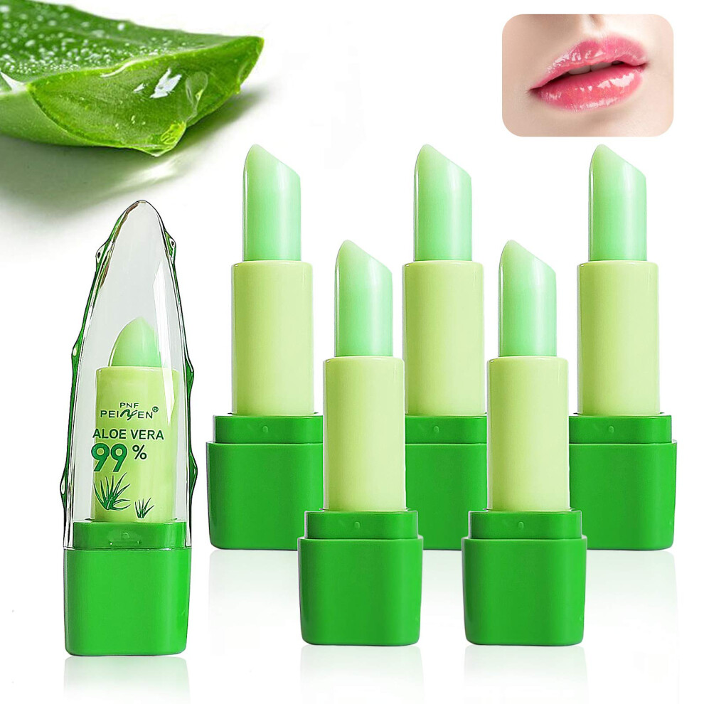 Green 6 Pack Aloe Vera Color Changing Lipstick With Moisturizing Balm And Hydrating Natural Tint
