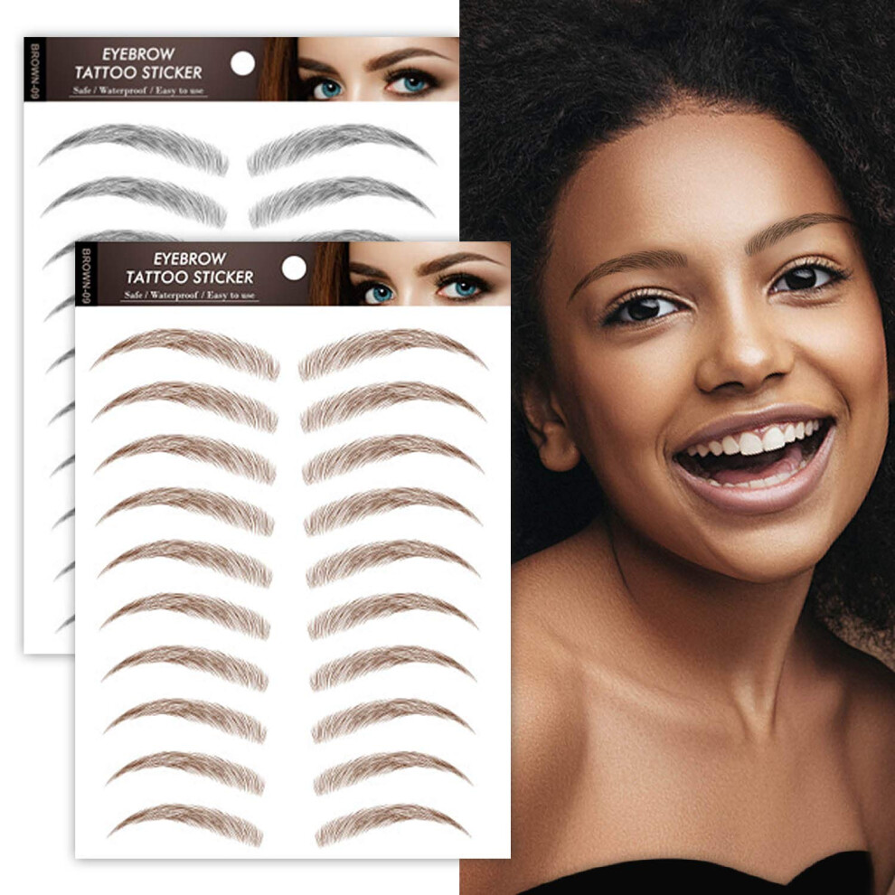 Black,Brown 4D Hairlike Temporary Eyebrow Tattoo Stickers Waterproof Natural Look Brown And Black 20 Pairs