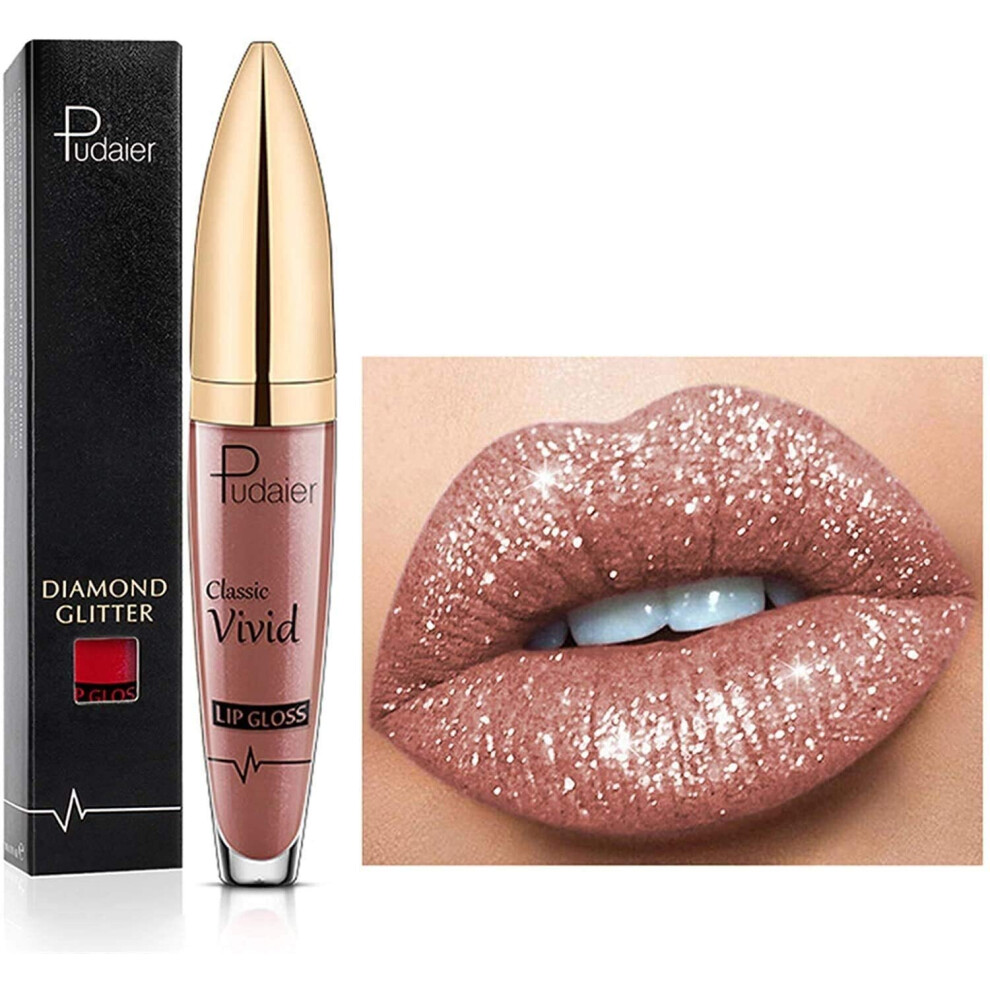 Glitter Liquid Lipstick Waterproof Metallic Long Lasting Shiny Sparkle Lip Gloss for Party
