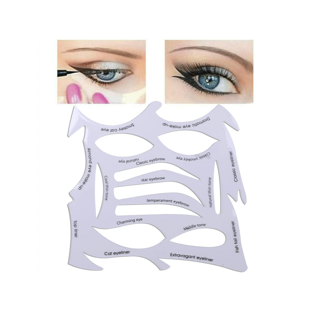 10 Sets 2 in 1 Eyeliner Stencil and Eyeshadow Guide, Reusable PVC Template for Winged Liner
