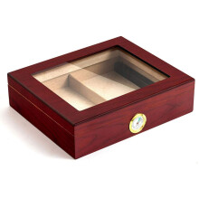 Cigar Humidor with Hygrometer and Humidifier, Wooden Cigar Storage Box for Display