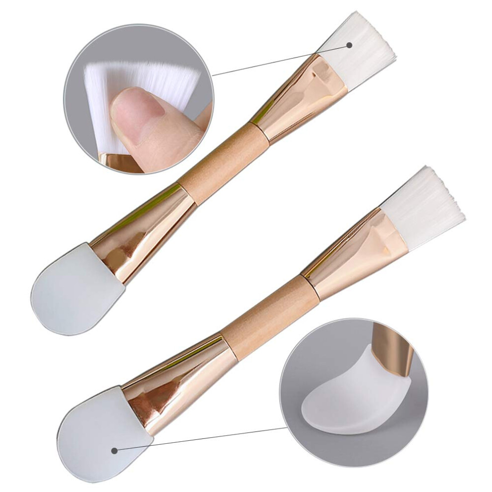 Dual Ended Face Mask Brush Set, Silicone and Nylon Applicator for Clay and Mud Masks