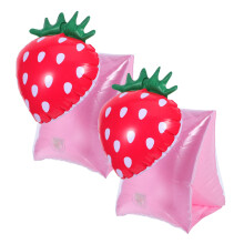 Inflatable Strawberry Arm Floaties for Kids, Comfortable PVC Swim Bands for Summer Pool Fun