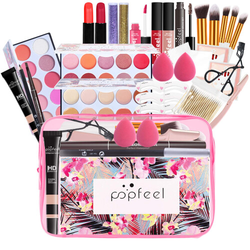 Makeup Kit 25pcs Complete Face Set with Eyeshadow Blush Lipstick, Beginner Travel Friendly