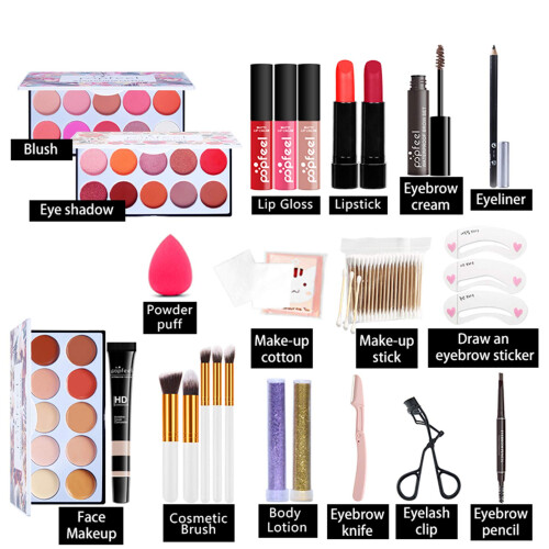 Makeup Kit 25pcs Complete Face Set with Eyeshadow Blush Lipstick, Beginner Travel Friendly 2