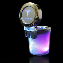 Ashtray with Lid for Tesla Model 3 S X Y, Smokeless Sealed Design, LED Cup Holder Fit