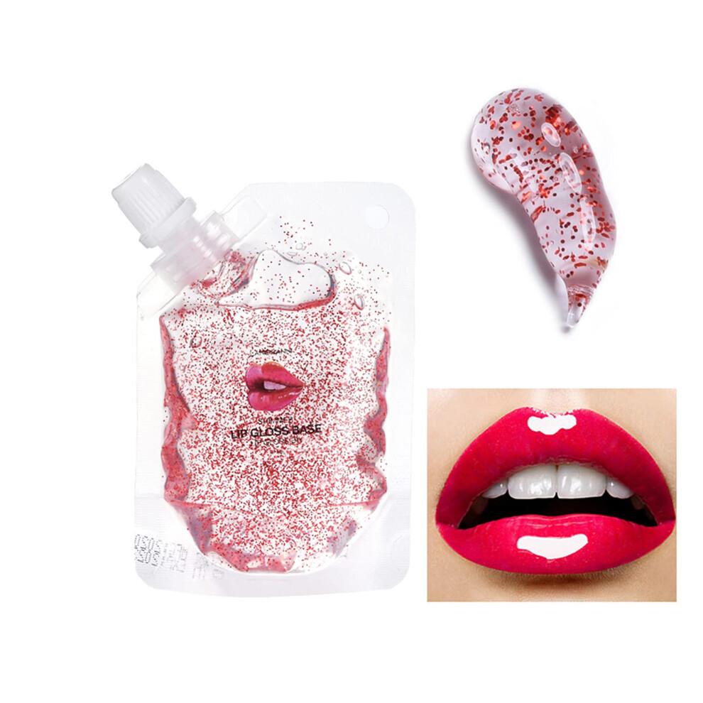 DIY Lip Gloss Base with Aloe Extract, 20ml Moisturizing Pink Glitter for Custom Color Creation