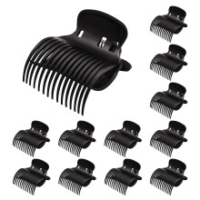 Hot Roller Clips 12PCS Heat Resistant Plastic Hair Curler Clips for Jumbo Large Medium Small Rollers Black