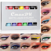 Liquid Eyeliner Set Waterproof Matte 14 Colors Quick Dry Long Lasting Rainbow Eye Makeup Kit
